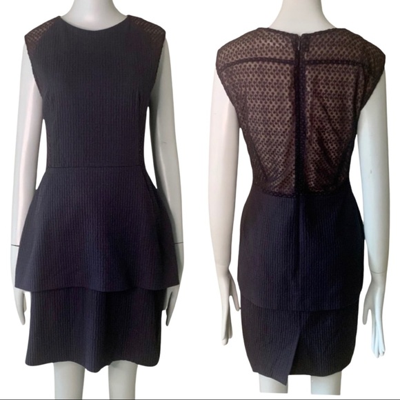 O’2ND Peplum Embroidered Sheer Sleeveless Blue Dress Size 8 - Picture 1 of 15